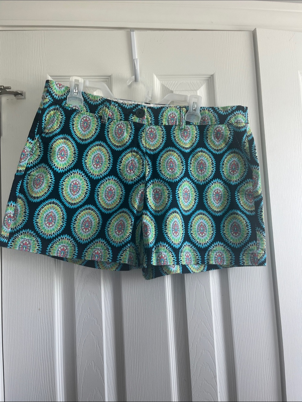 crown & ivy Teal Medallion Print Women's Shorts